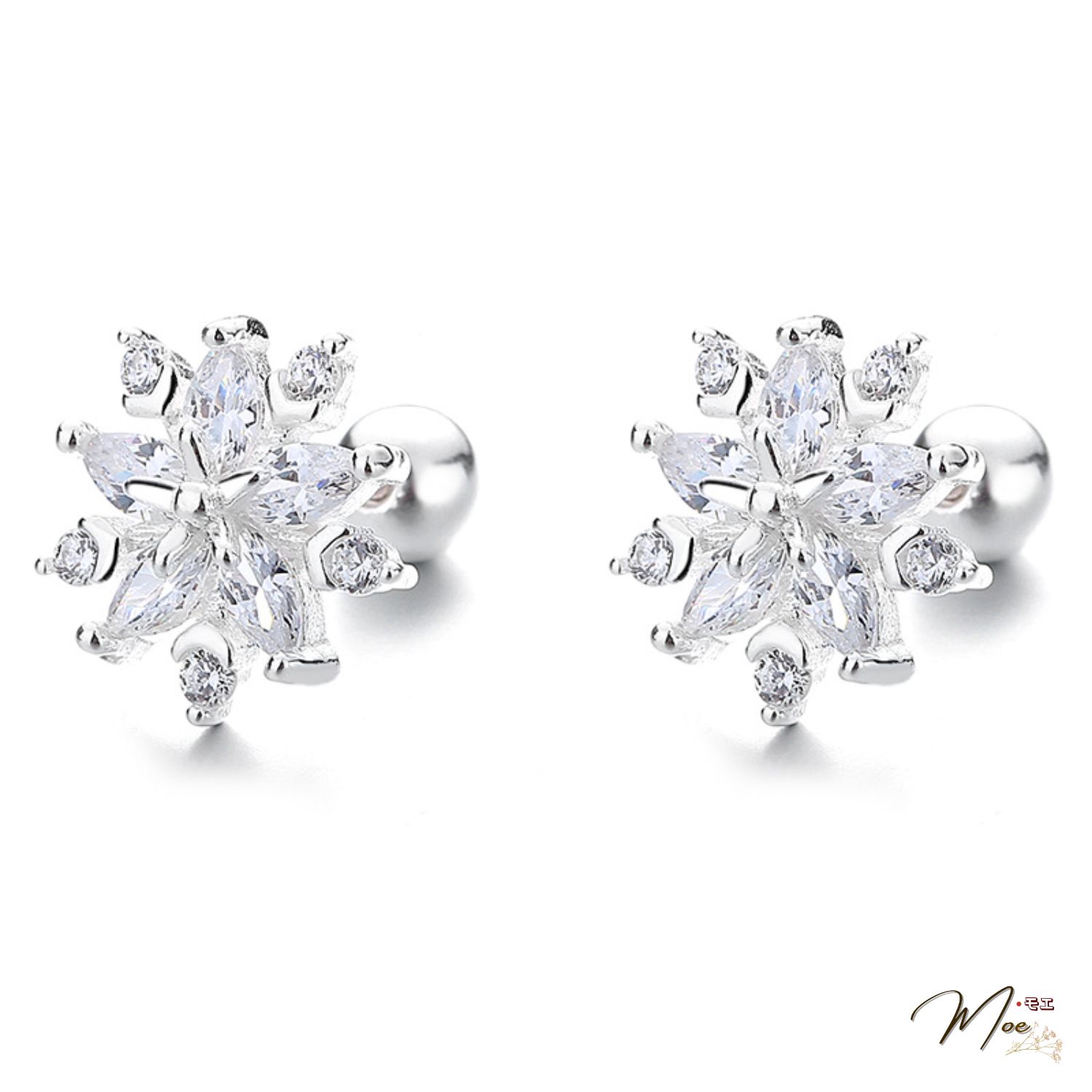 K251 - Khuyên tai hoa tuyết pha lê kim cương