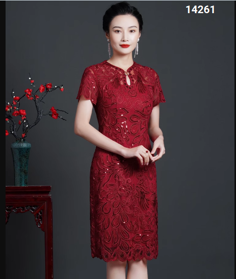 14261-Đầm ren suông cổ tàu tay ngắn cách điệu ( ren, lót)_thumbnail_1