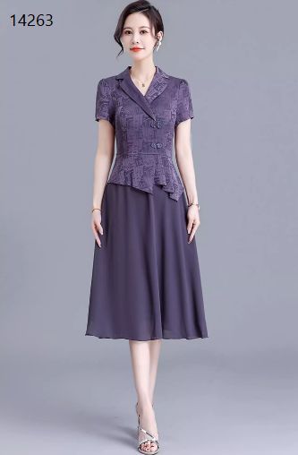 14263-Đầm xòe dáng peplum cổ đắp chéo kết nút cách điệu (tơ lụa, voan)_thumbnail_0