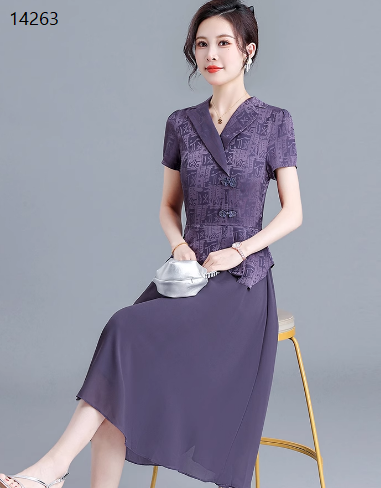 14263-Đầm xòe dáng peplum cổ đắp chéo kết nút cách điệu (tơ lụa, voan)_thumbnail_1