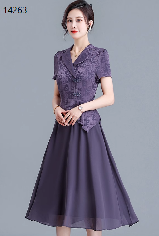 14263-Đầm xòe dáng peplum cổ đắp chéo kết nút cách điệu (tơ lụa, voan)_thumbnail_3