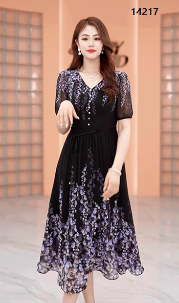 14217-Đầm voan cổ tim kết nít in hoa leo tím (voan, lót)_thumbnail_1