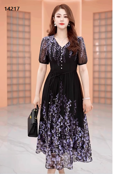 14217-Đầm voan cổ tim kết nít in hoa leo tím (voan, lót)_thumbnail_0