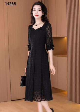 14265-Đầm voan xòe họa tiết hình tròn 3D (voan,lót)_thumbnail_1