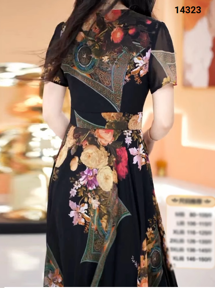 14323-Đầm maxi voan tay ngắn cổ tim cách điệu  (voan,lót)_thumbnail_4