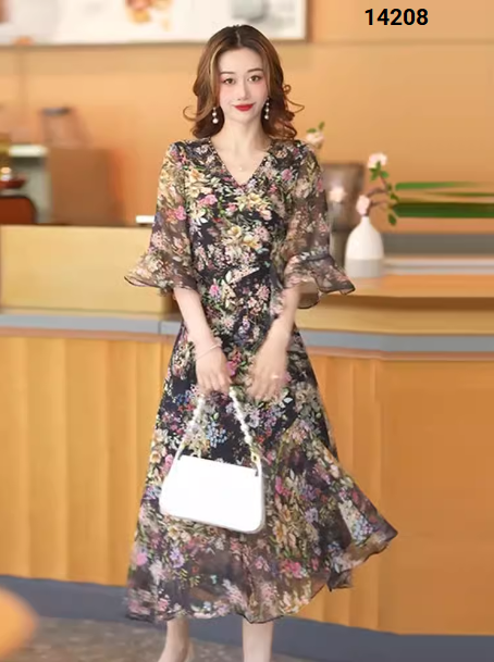 14208-Đầm voan hoa đuôi cá tay lở ( voan, lót)_thumbnail_0