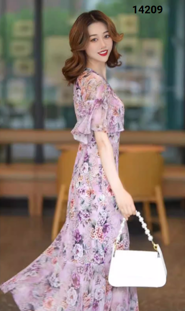 14209-Đầm voan hoa tay tiên cổ tim cách điệu (voan,lót)_thumbnail_2