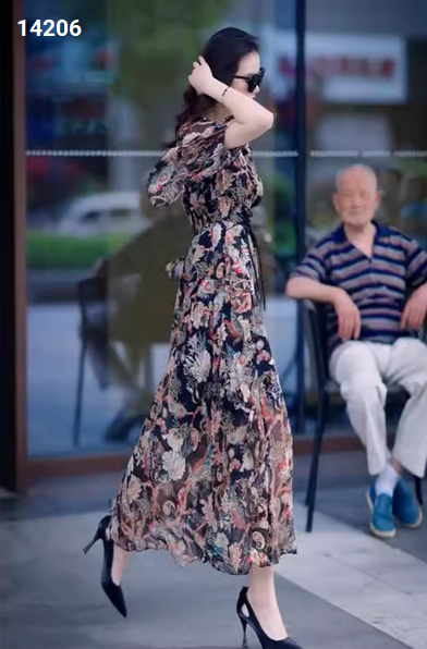 14206-Đầm voan dài in hoa cổ điển tay bèo lở (voan, lót)_thumbnail_3