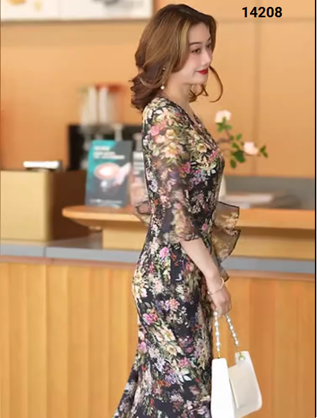 14208-Đầm voan hoa đuôi cá tay lở ( voan, lót)_thumbnail_4