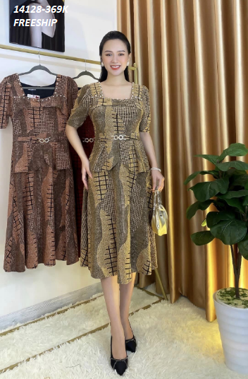 14128-Đầm xòe peplum tay ngắn cổ vuông cách điệu (thun kim sa )FREESHIP_thumbnail_2