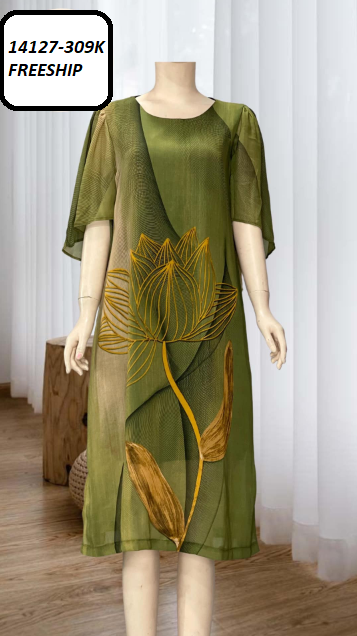 14127-Đầm suông voan in họa tiết hoa sen (voan,lót thun)FREESHIP_thumbnail_3