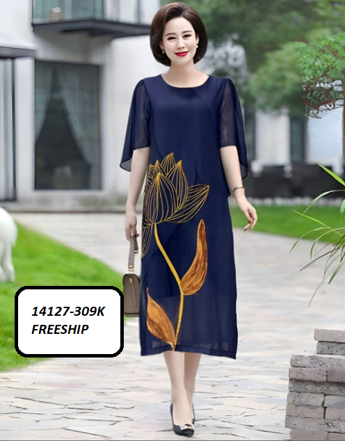 14127-Đầm suông voan in họa tiết hoa sen (voan,lót thun)FREESHIP_thumbnail_2