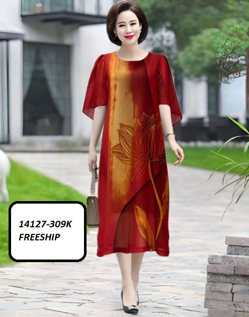 14127-Đầm suông voan in họa tiết hoa sen (voan,lót thun)FREESHIP_thumbnail_0