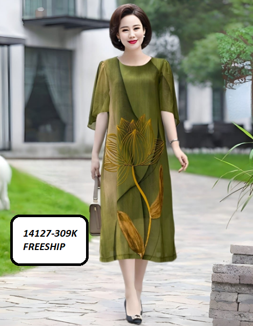 14127-Đầm suông voan in họa tiết hoa sen (voan,lót thun)FREESHIP_thumbnail_1