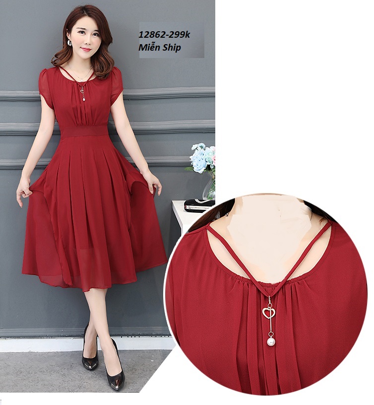 Đầm voan xòe dạ tiệc kèm phụ kiện (voan, lót )FREESHIP-12862 đỏ (M,L,XL), ĐEN ( M,L,XL)_thumbnail_2