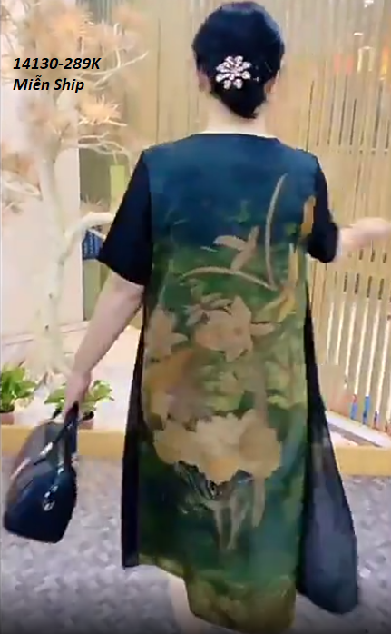 14130-Đầm suông xẻ tà in sen 3D (voan, lót thun)FREESHIP_thumbnail_1