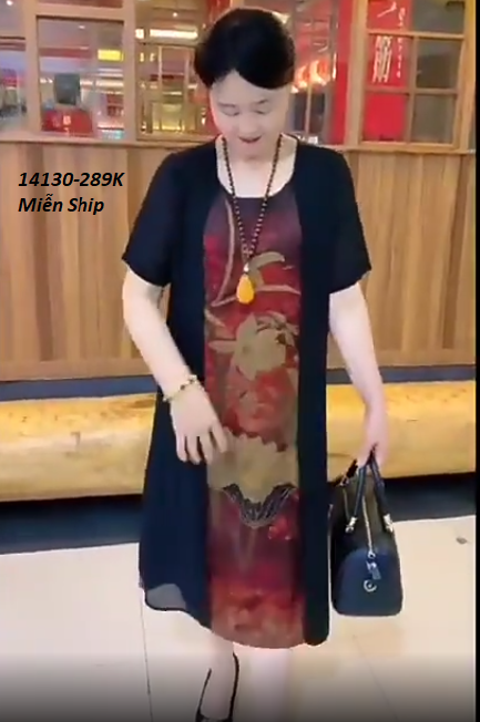 14130-Đầm suông xẻ tà in sen 3D (voan, lót thun)FREESHIP_thumbnail_2