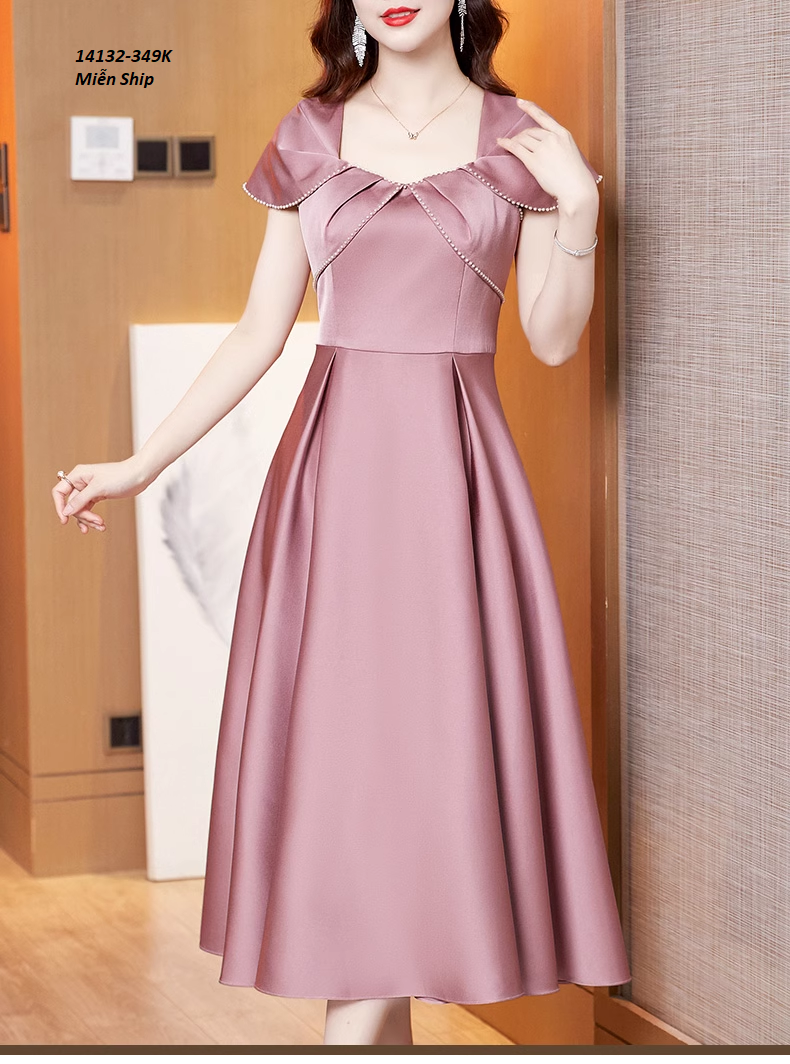14132-Đầm xòe dự tiệc tay con viền hạt (lụa nhung)FREESHIP_thumbnail_0