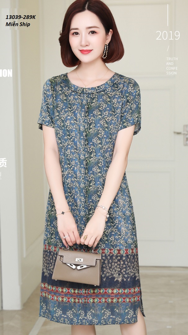 13039-Đầm suông in hoa mùa hè phong cách Retro (Lụa Satin ,ko túi )_thumbnail_0