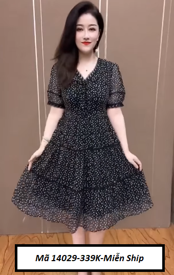 14029-Đầm voan họa tiết tim nhí, cổ tim nhấn viền tầng (voan,viền ren)FREESHIP_thumbnail_5