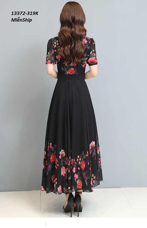 13372-Đầm maxi tay ngắn họa tiết hoa hồng  ( voan có lót )_thumbnail_2