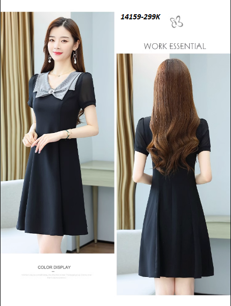 14159-Đầm suông A tay ngắn cổ nơ cách điệu ( thun lụa)FREESHIP_thumbnail_1