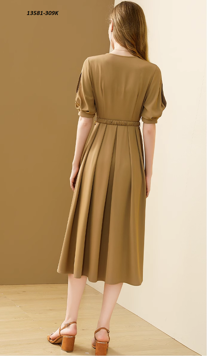 13581-Đầm xòe tay phồng cổ tim kèm nịt  (vải lụa )_thumbnail_1