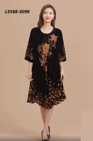 13588-Đầm xòe tay lở vạt cách  điệu họa tiết  hoa (voan, lót thun)_thumbnail_0