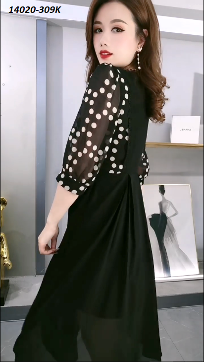 14020-Đầm voan xòe phối tay  voan lửbg kết nút ( voan , lót thun)FREESHIP_thumbnail_1