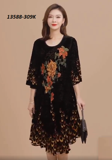 13588-Đầm xòe tay lở vạt cách  điệu họa tiết  hoa (voan, lót thun)_thumbnail_2