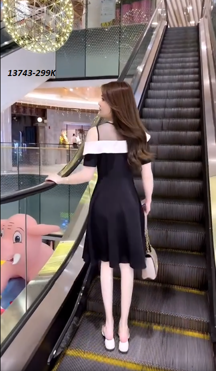 13743-Đầm xòe khoét vai phối bèo trắng ( thun mịn, lụa cotton)Freeship_thumbnail_1