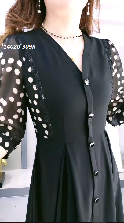 14020-Đầm voan xòe phối tay  voan lửbg kết nút ( voan , lót thun)FREESHIP_thumbnail_3