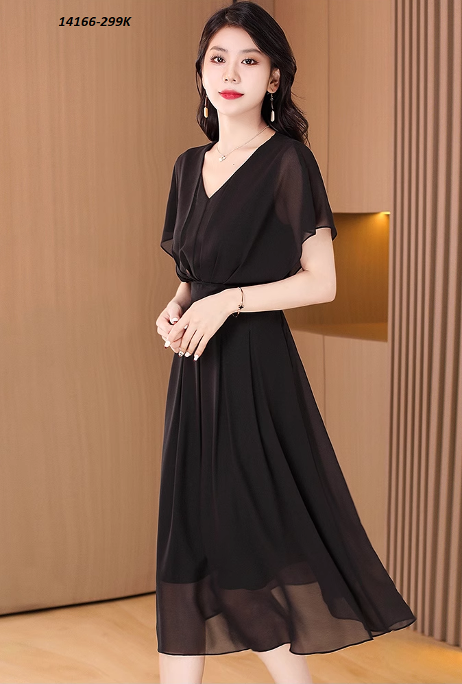14166-Đầm voan xòe tay tiên tà gập ly cách điệu( voan, lót)FREESHIP_thumbnail_3