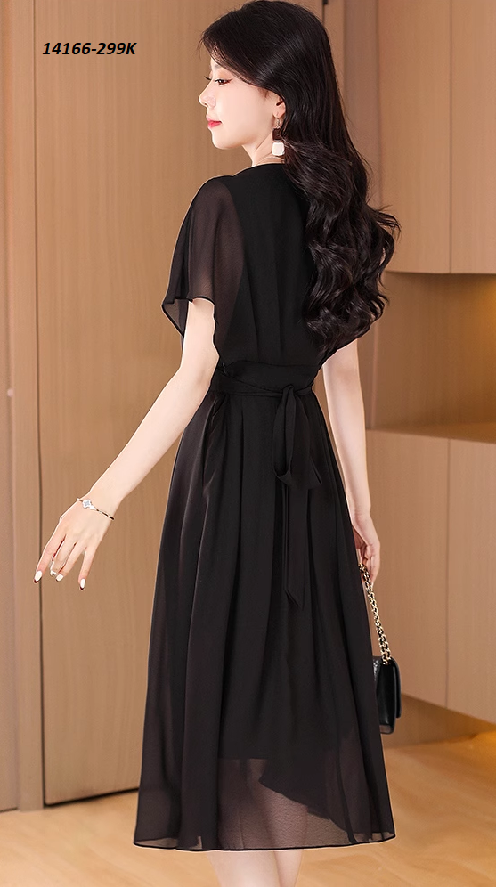 14166-Đầm voan xòe tay tiên tà gập ly cách điệu( voan, lót)FREESHIP_thumbnail_1