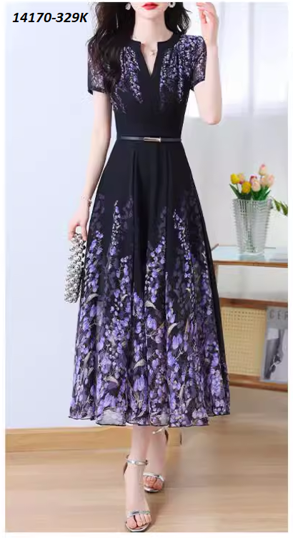 14170-Đầm dài cổ V cách điệu họa tiết hoa linh lan tím (voan, lót)FREESHIP_thumbnail_3