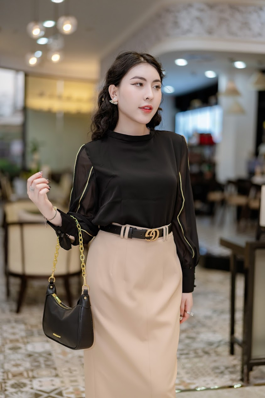 SET ÁO SƠ MI VIỀN VÀNG - CHÂN VÁY CÔNG SỞ BESTY_thumbnail_4