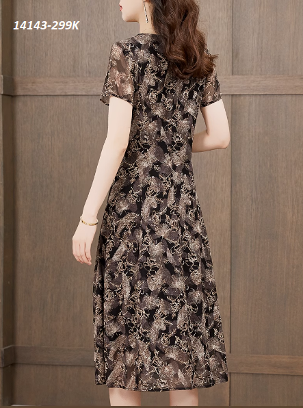 14143-Đầm voan inn cổ V viền ren ngực kết nút cách điệu(voan)FREESHIP_thumbnail_1