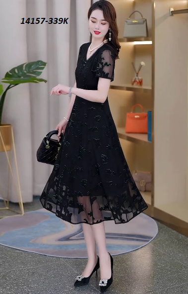 14157-Đầm xòe  voan lưới họa tiết nổi 3D (voan lưới,lót)FREESHIP_thumbnail_2