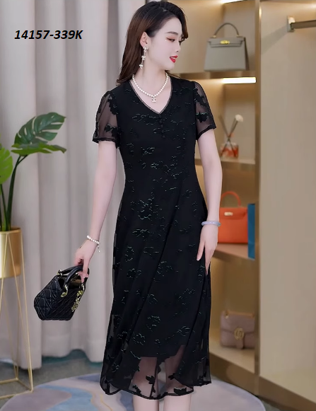 14157-Đầm xòe  voan lưới họa tiết nổi 3D (voan lưới,lót)FREESHIP_thumbnail_3