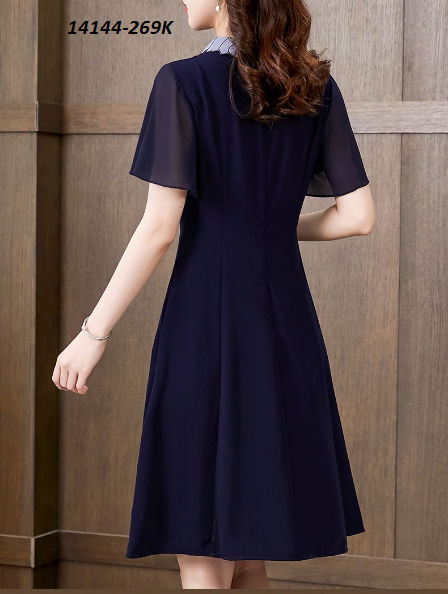 14144-Đầm xòe A cổ bẻ kẻ sọc phối tay voan (thun lua, voan)FREESHIP_thumbnail_1