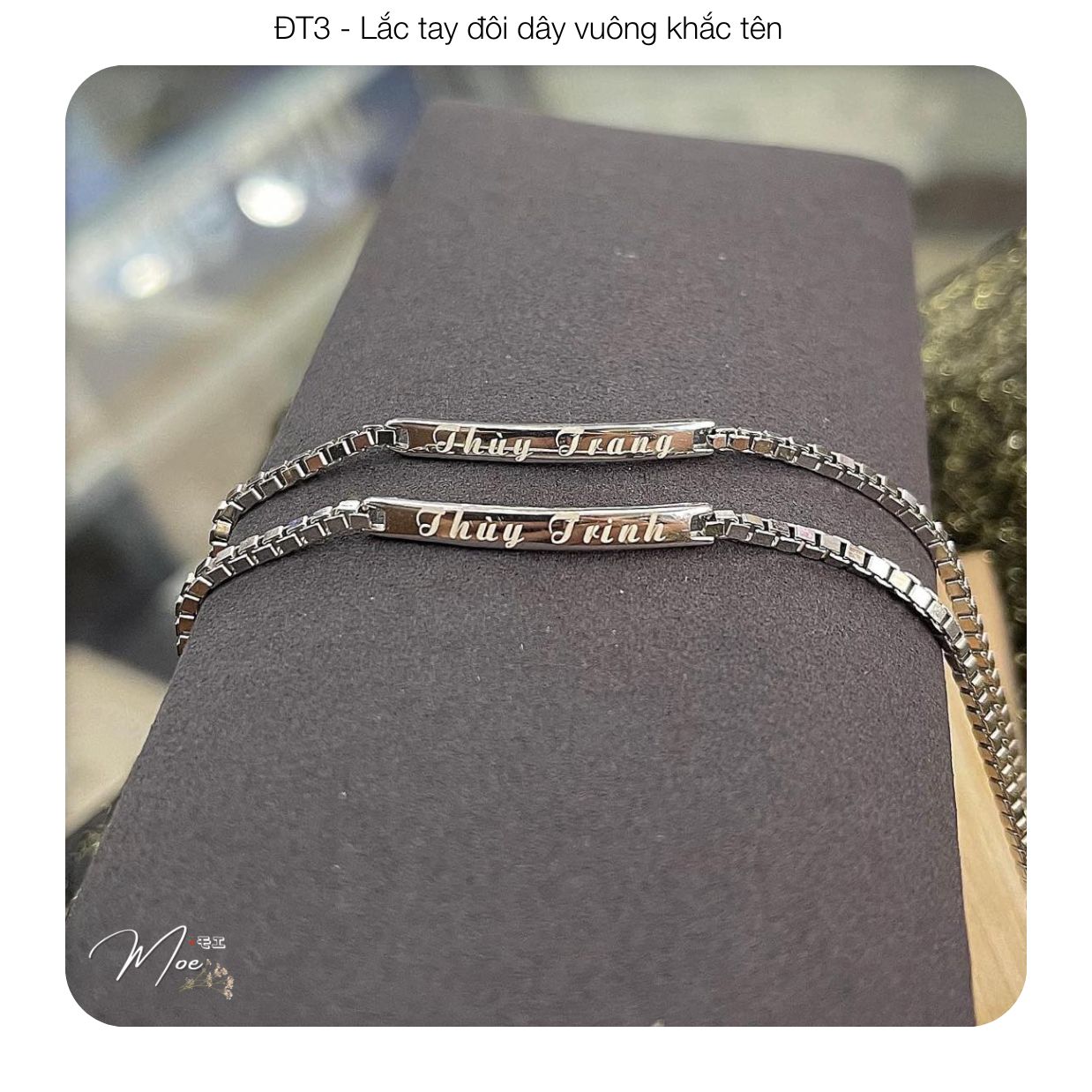 ĐT3 - Lắc tay đôi dây vuông khắc 