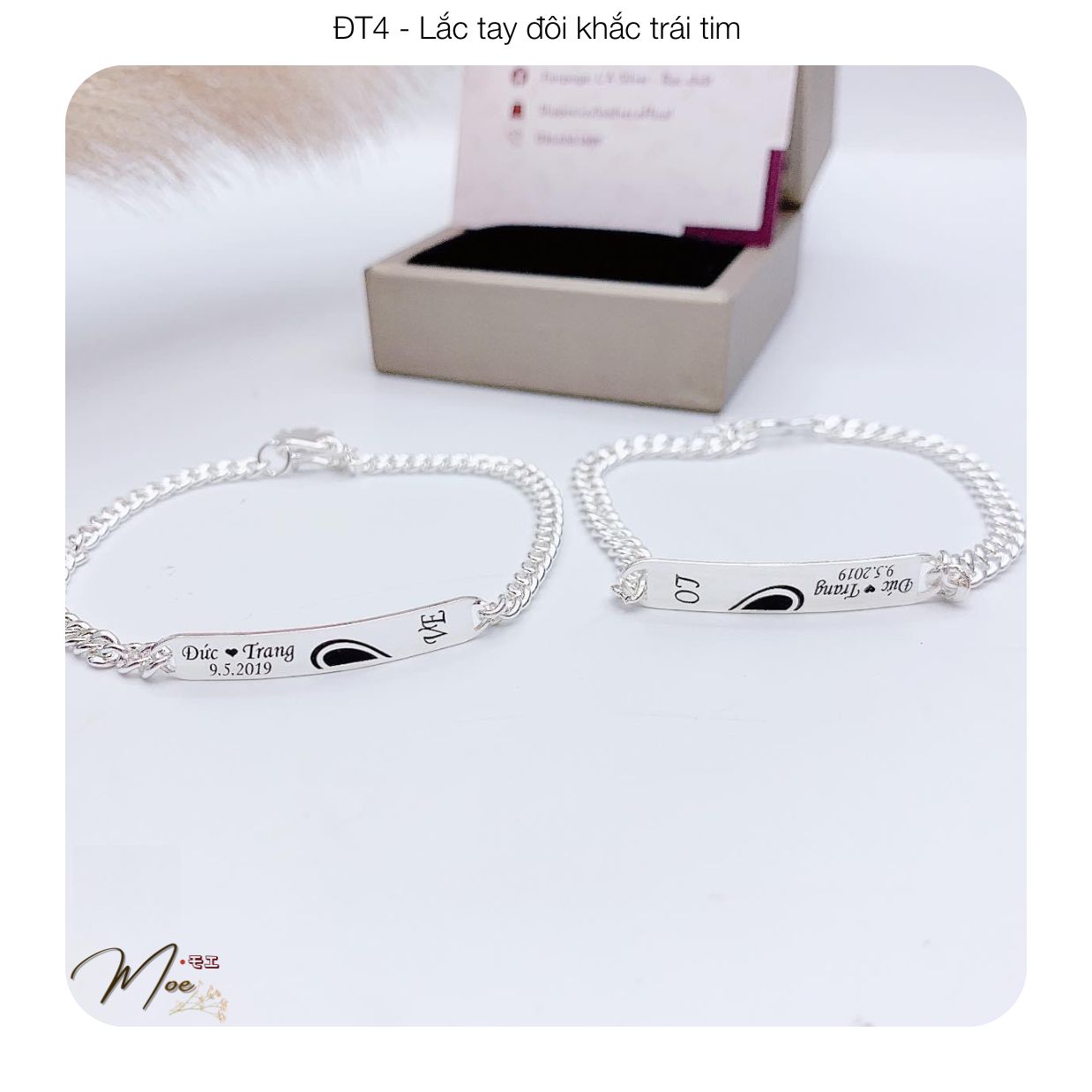 ĐT4 - Lắc tay đôi khắc trái tim theo yêu cầu