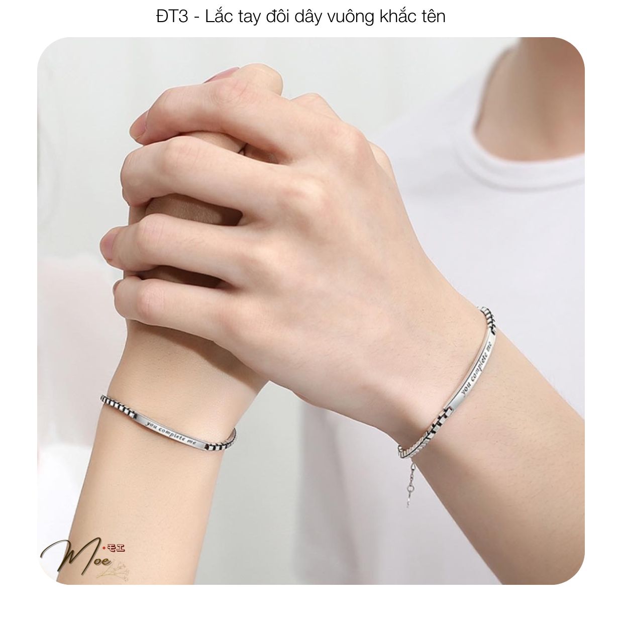 ĐT3 - Lắc tay đôi dây vuông khắc 