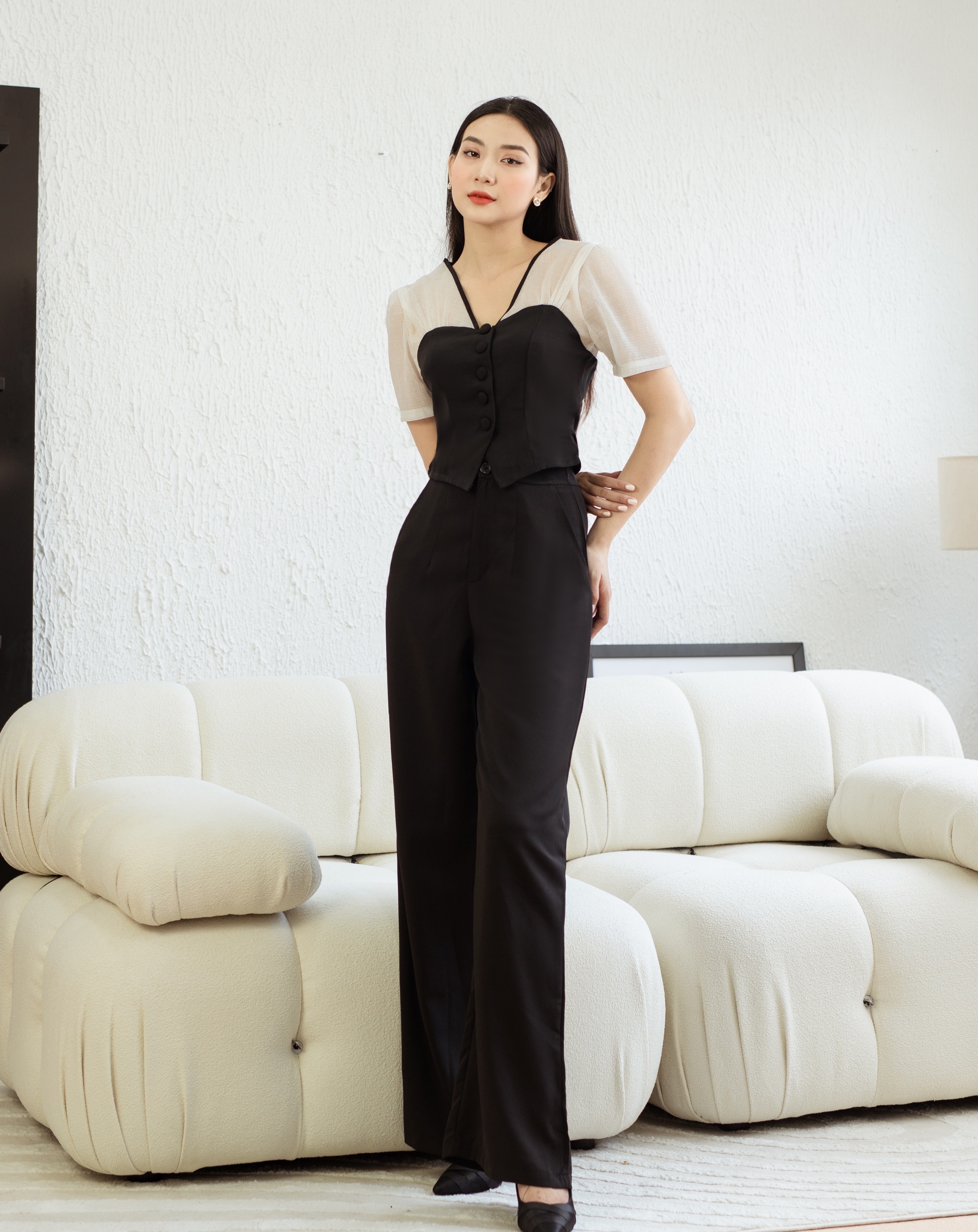 Set bộ áo kiểu cổ điển quần ống rộng_thumbnail_5