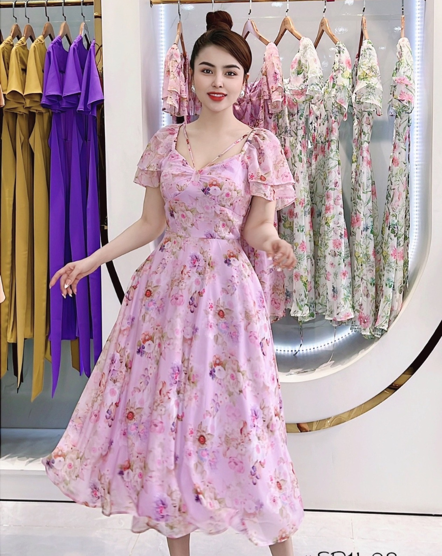 Váy hoa tay cánh tiên cổ V dây đan chéo_thumbnail_12