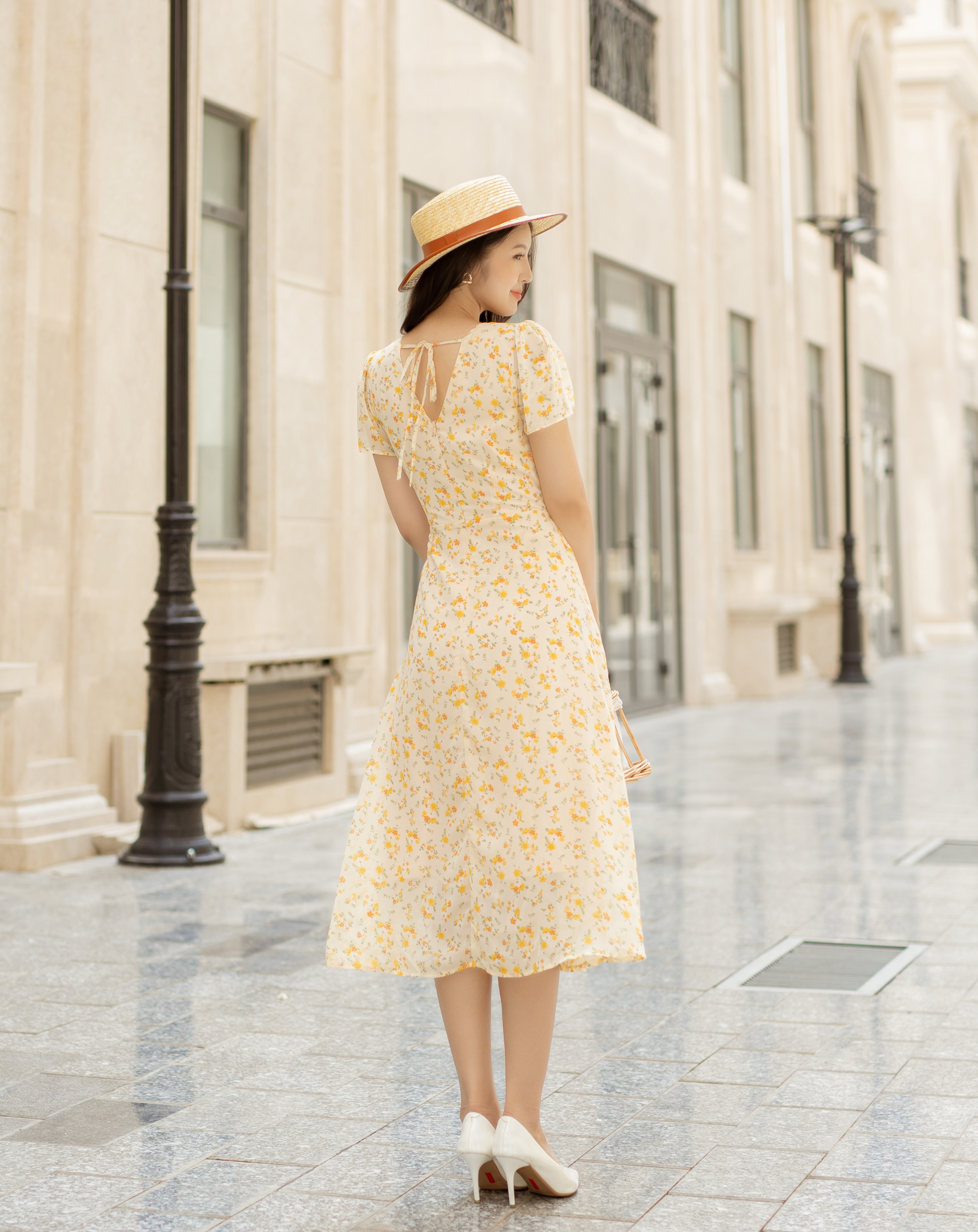 Đầm công sở họa tiết cổ V_thumbnail_3