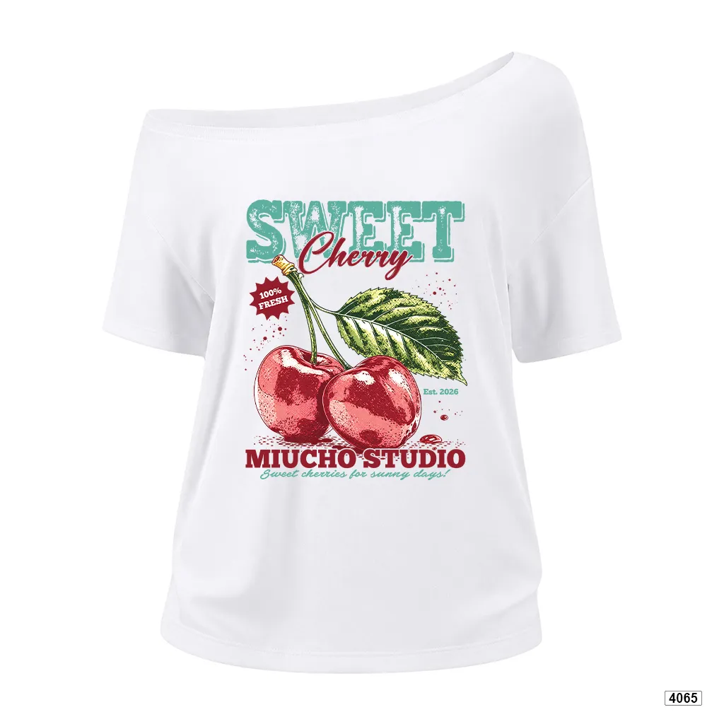 Áo thun nữ form rộng lệch vai Cherry Miucho 4065_thumbnail_0