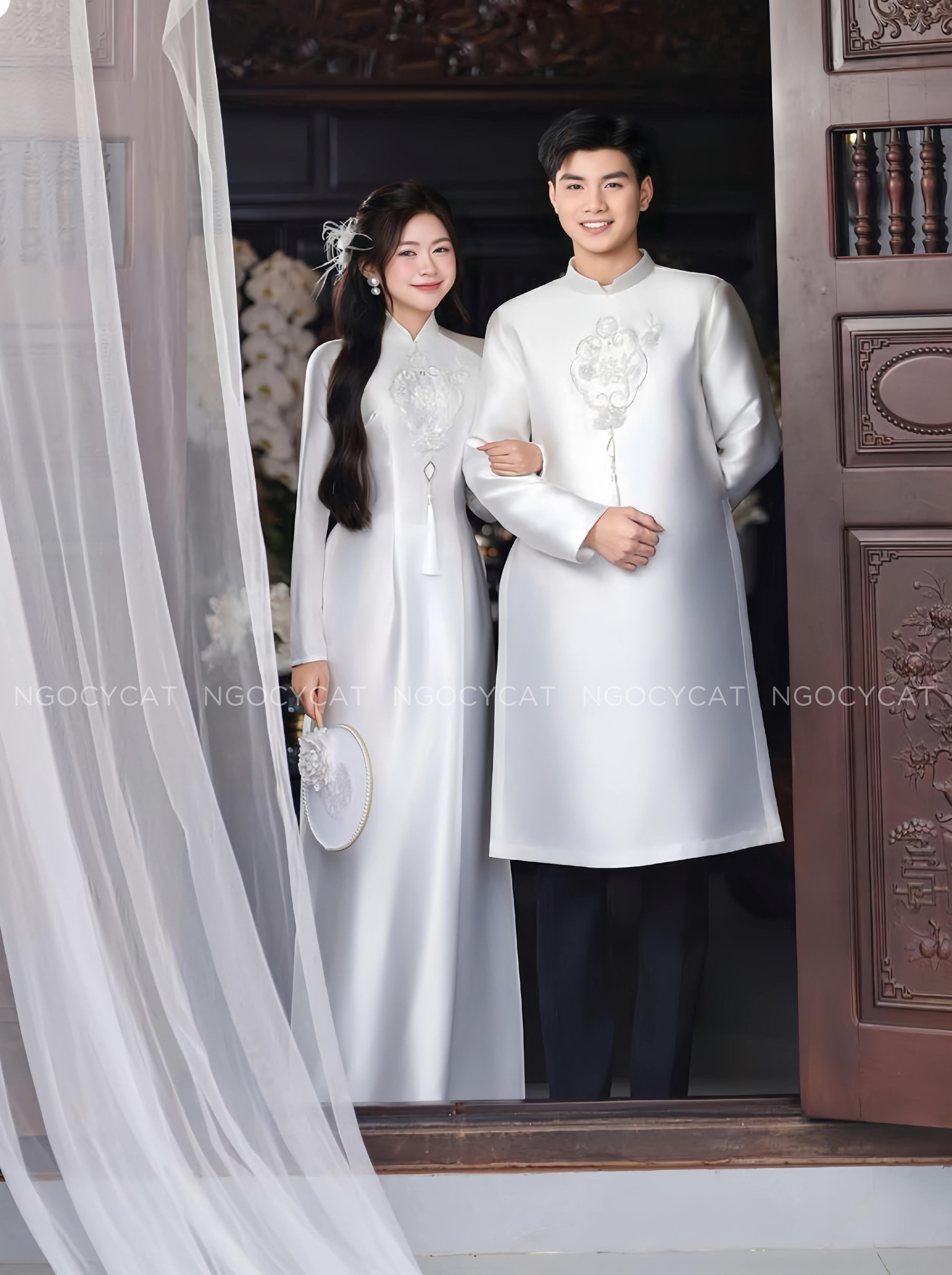 Áo Dài Dâu Rể Trắng Hỷ Viên Mãn_thumbnail_3