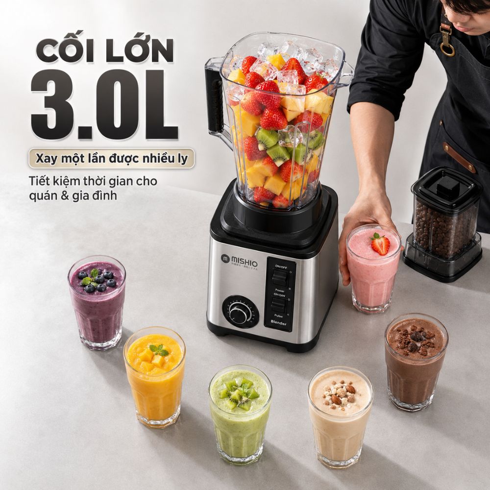 Máy Xay Sinh Tố Công Nghiệp Đa Năng Mishio MK446 (3.0L) - Công Suất 800W_thumbnail_8