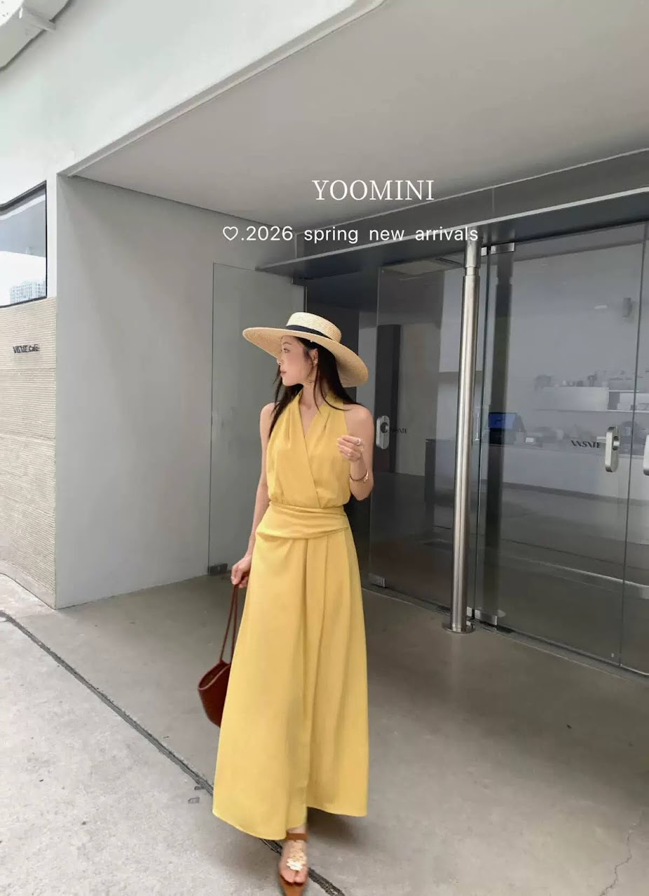 Lucas - Váy zile cổ yếm đan nối phần cạp ngang chân xòe nhẹ dáng maxi_thumbnail_4